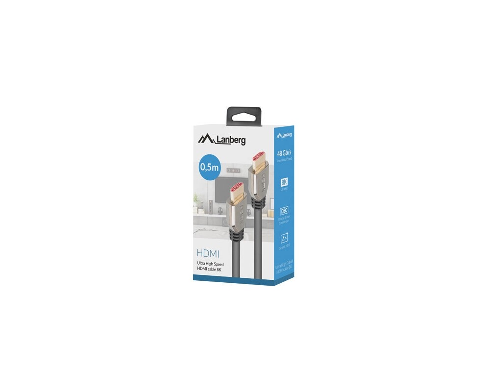 Кабел Lanberg HDMI M/M V2.1 8K 60Hz cable 0.5m 3