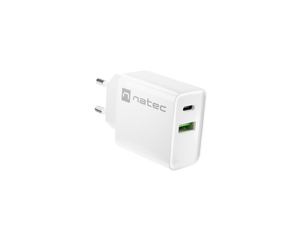 Зарядно Natec USB Charger Ribera 1X USB-A + 1X USB-C 20W 5