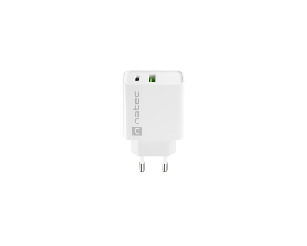 Зарядно Natec USB Charger Ribera 1X USB-A + 1X USB-C 20W 4