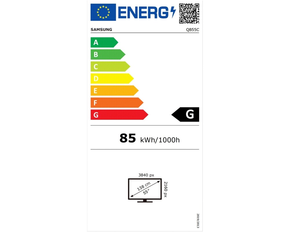 Широкоформатен дисплей Samsung LFD QB55C 55" 16/7  3840x2160 350nit BLACK 8