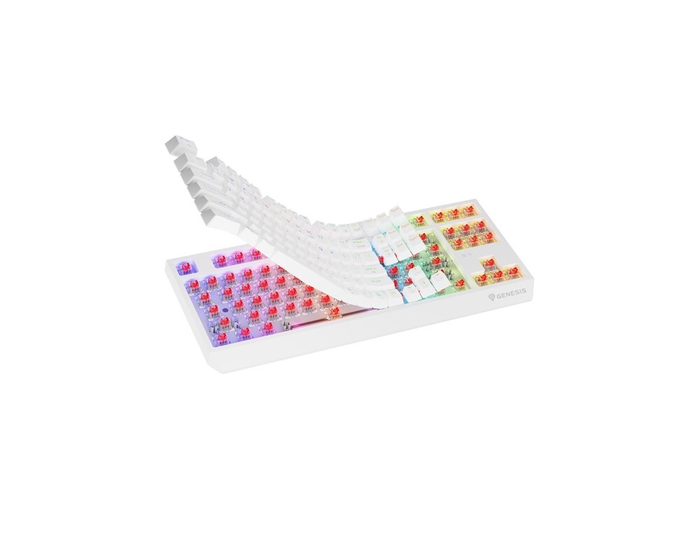 Клавиатура Genesis Gaming Keyboard Thor 230 TKL Wireless US White RGB Mechanical Outemu Red 2