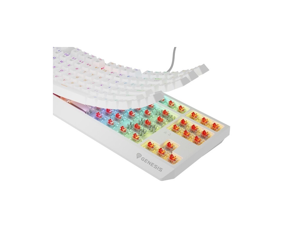 Клавиатура Genesis Gaming Keyboard Thor 230 TKL Wireless US White RGB Mechanical Outemu Red 3