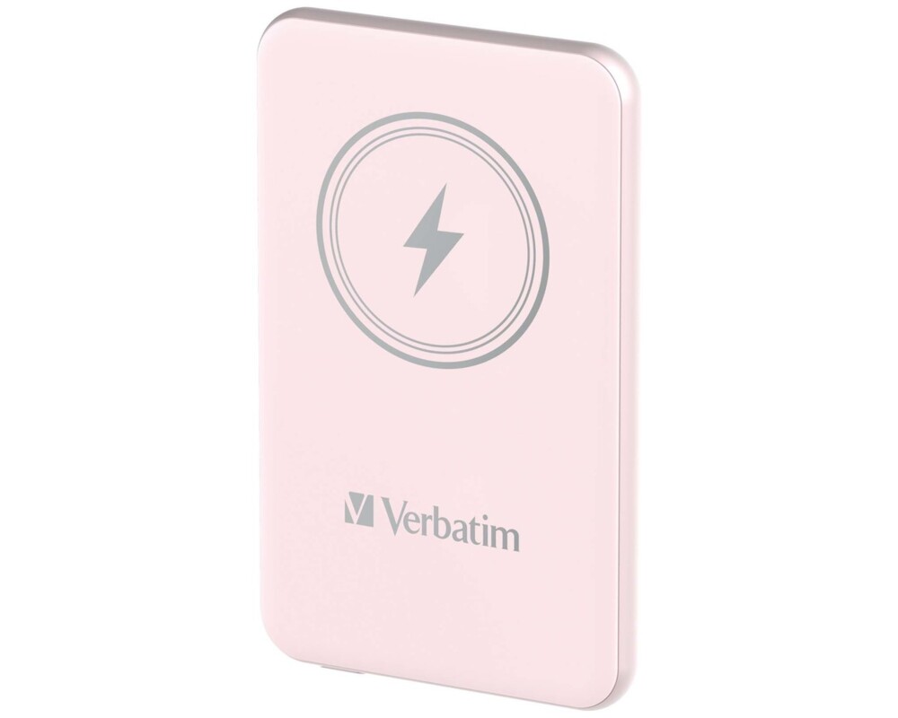 Външна батерия Verbatim MCP-5PK Power Pack 5000 mAh with UBS-C® PD 20W / Magnetic Wireless Charging 15W Pink 2