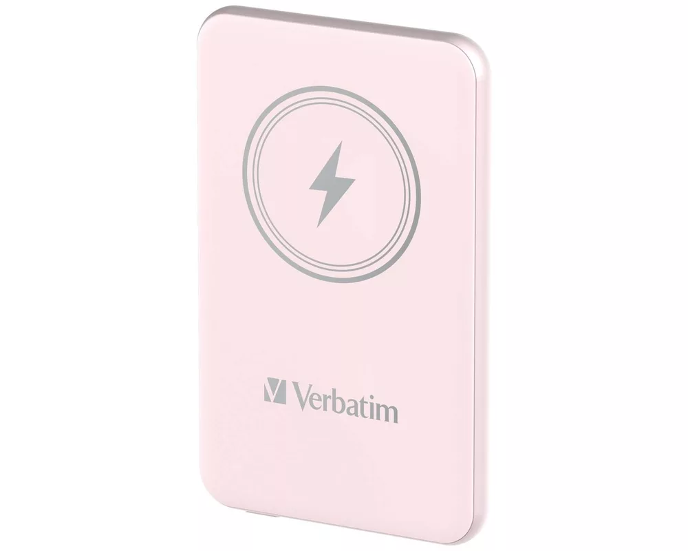 Външна батерия Verbatim MCP-5PK Power Pack 5000 mAh with UBS-C PD 20W / Magnetic Wireless Charging 15W Pink 2