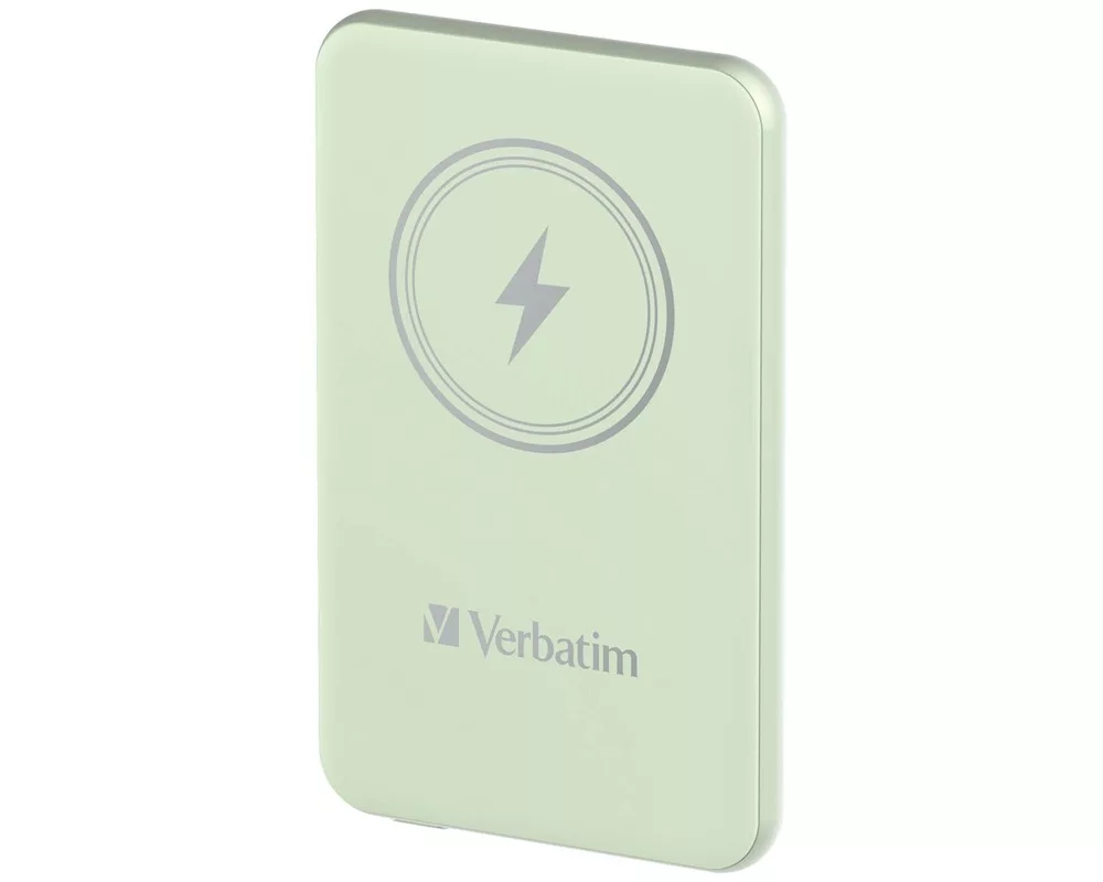 Външна батерия Verbatim MCP-5GN Power Pack 5000 mAh with UBS-C PD 20W / Magnetic Wireless Charging 15W Green 2