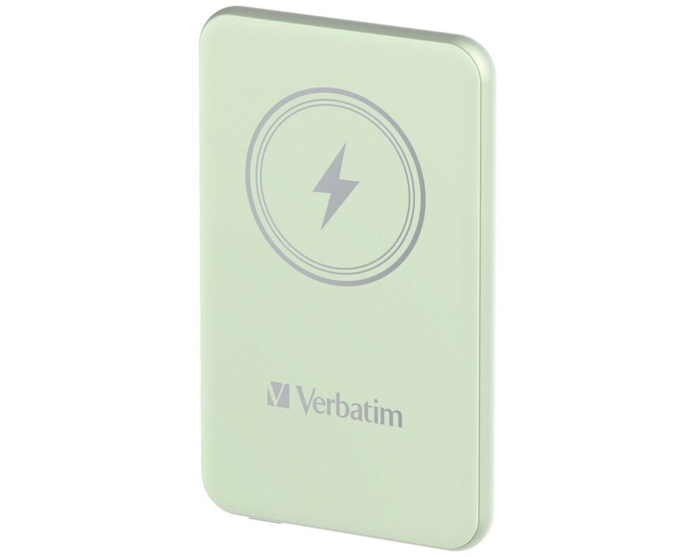 Външна батерия Verbatim MCP-5GN Power Pack 5000 mAh with UBS-C® PD 20W / Magnetic Wireless Charging 15W Green 2