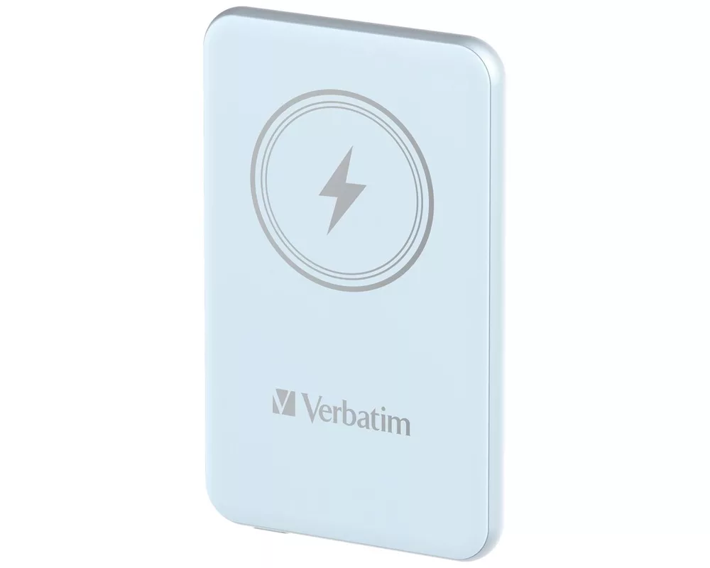 Външна батерия Verbatim MCP-5BE Power Pack 5000 mAh with UBS-C PD 20W / Magnetic Wireless Charging 15W Blue 2