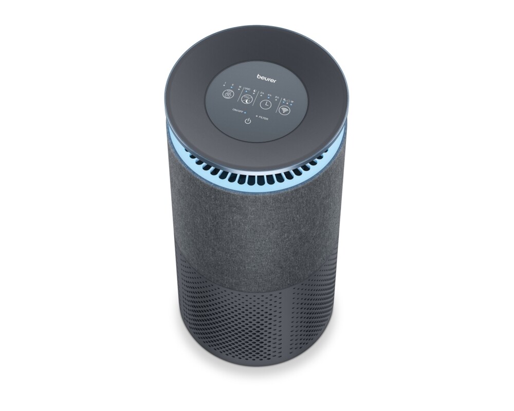 Пречиствател на въздух Beurer LR 401 WIFI / BT Air purifier with fabric cover- App-controlled  "beurer FreshHome" app; CADR  approx. 266 m3/h; Smart Sensor PM 2.5 µg / m3; three-layered filter system; 4 levels + Turbo; Timer; Colored indoor air quality indicator; 69m2 4