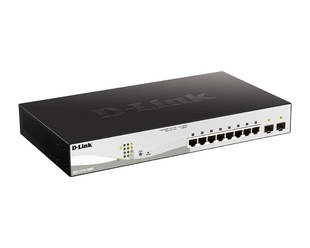 Switch (Комутатор) D-Link 10-Port Gigabit PoE+ Smart Switch inc. 2 SFP Ports POE budget 130W 2