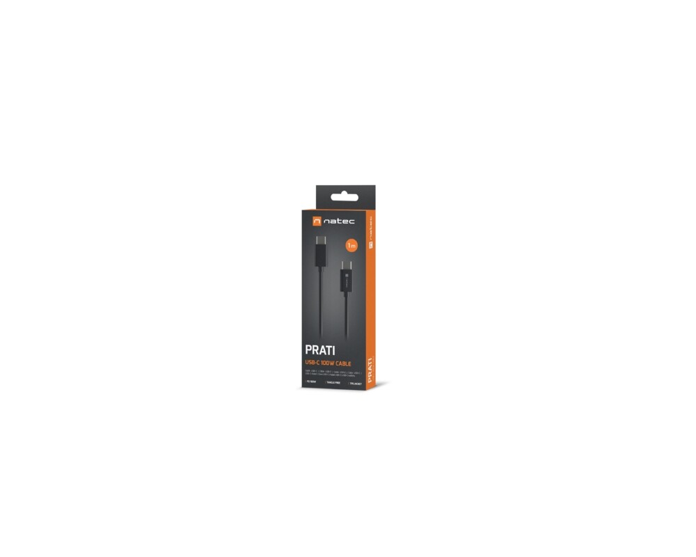 Кабел Natec USB-C(M) -> USB-C (M) 2.0 cable 1m pd 100w Black 3
