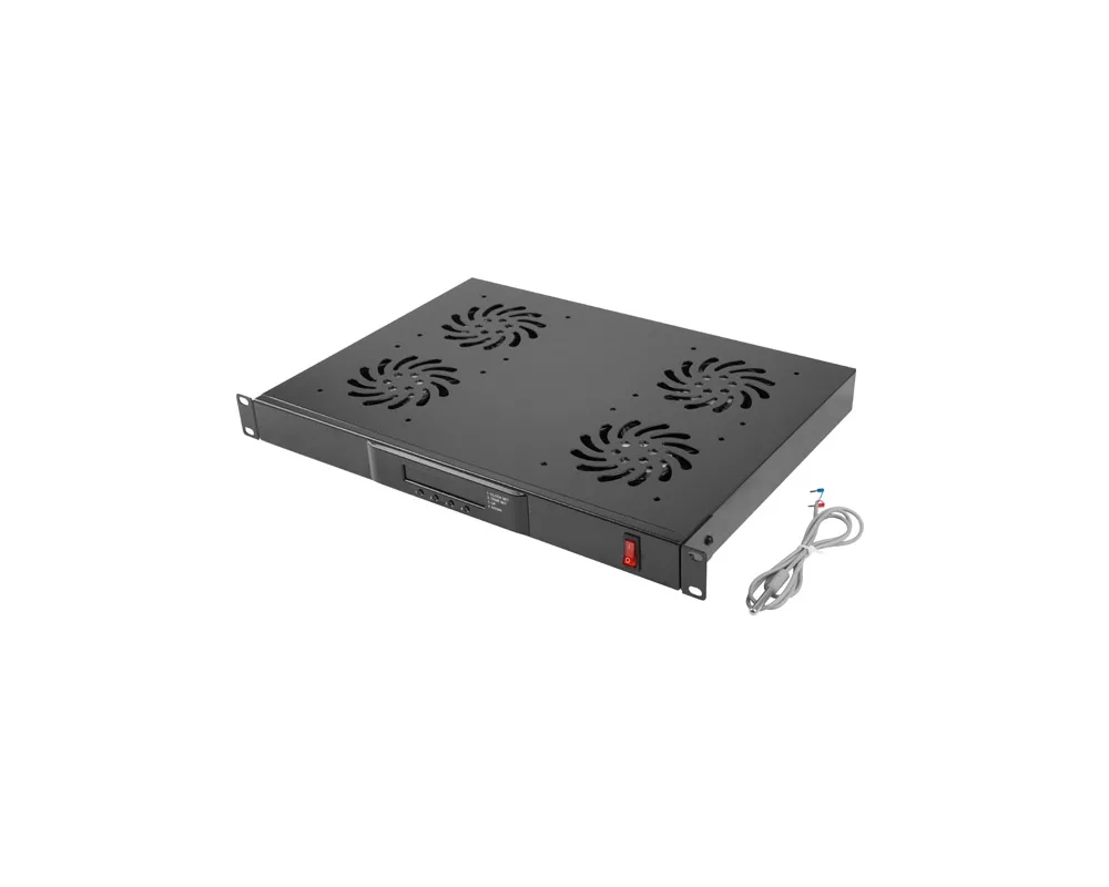 Сървърен аксесоар Lanberg 19" fan unit / ventilation panel with lcd 4 fans + thermostat 2