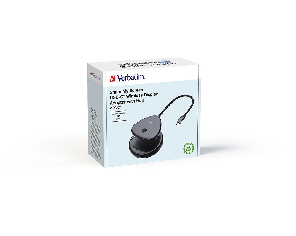 USB хъб Verbatim Share My Screen USB-C Wireless Display Adapter 4K with Hub WDA-02 4