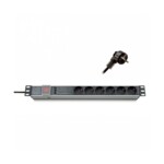 <span>Сървърен аксесоар</span> Formrack 19" 6 way power outlet strip (Schuko 230V) with circuit breaker and on/off switch Aluminium 1U <span class='catalog-num-in-name'>620P06</span> - 