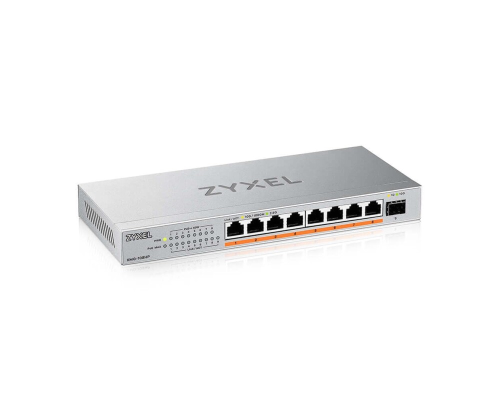 Switch (Комутатор) Суич ZyXEL XMG-108HP  8 портов 2,5Gb + 1xSFP+, 100W PoE++, неуправляем 5