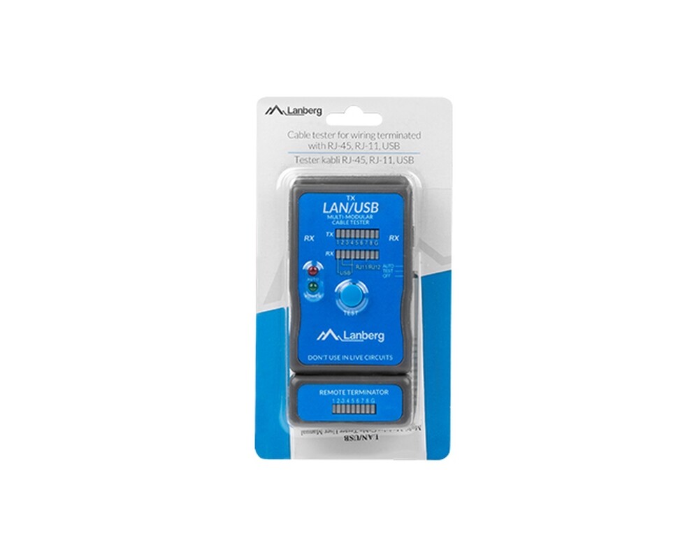Мрежов инструмент Lanberg cable tester for wiring terminated with RJ-45 4