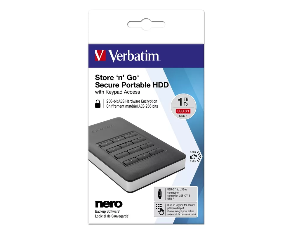 Твърд диск Verbatim STORE 'N' GO Secure HDD with keypad 6