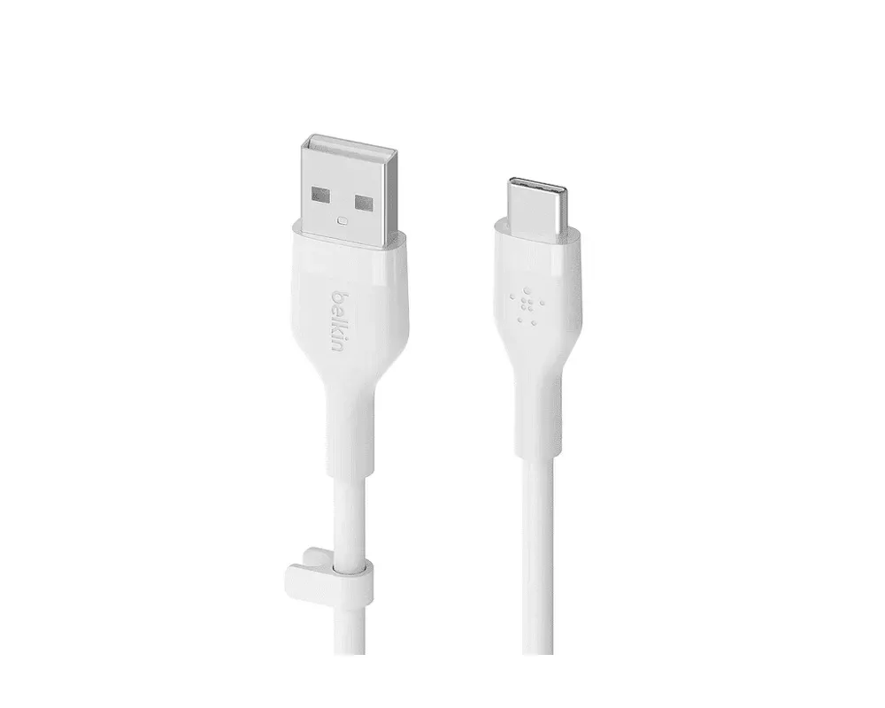 Кабел Belkin BOOST CHARGE Flex Silicone cable USB-A to USB-C - 1M - White 2