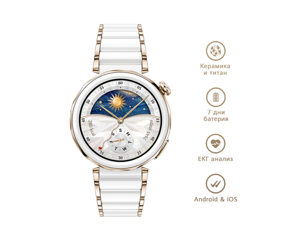 Smart часовник Huawei Watch GT5 Pro Jana-B29C + 4Huawei FreeBuds 5i Ceramic White 3