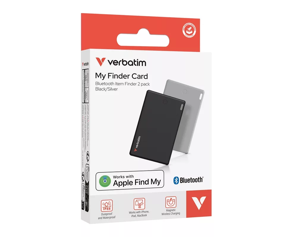 Тракер Verbatim MYFCR-02BS My Finder Card Bluetooth Item Finder 2 pack Black/Silver 12
