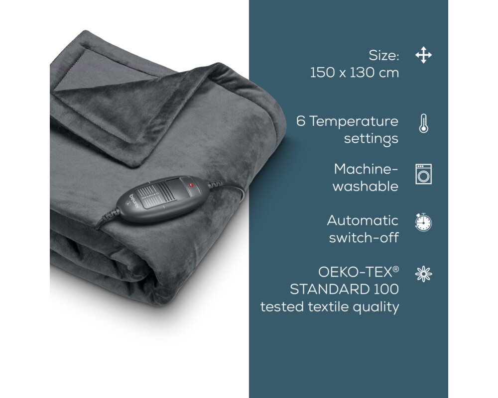 Термоподложка Beurer HD 74 Cosy Taupe Heated Overblanket 8