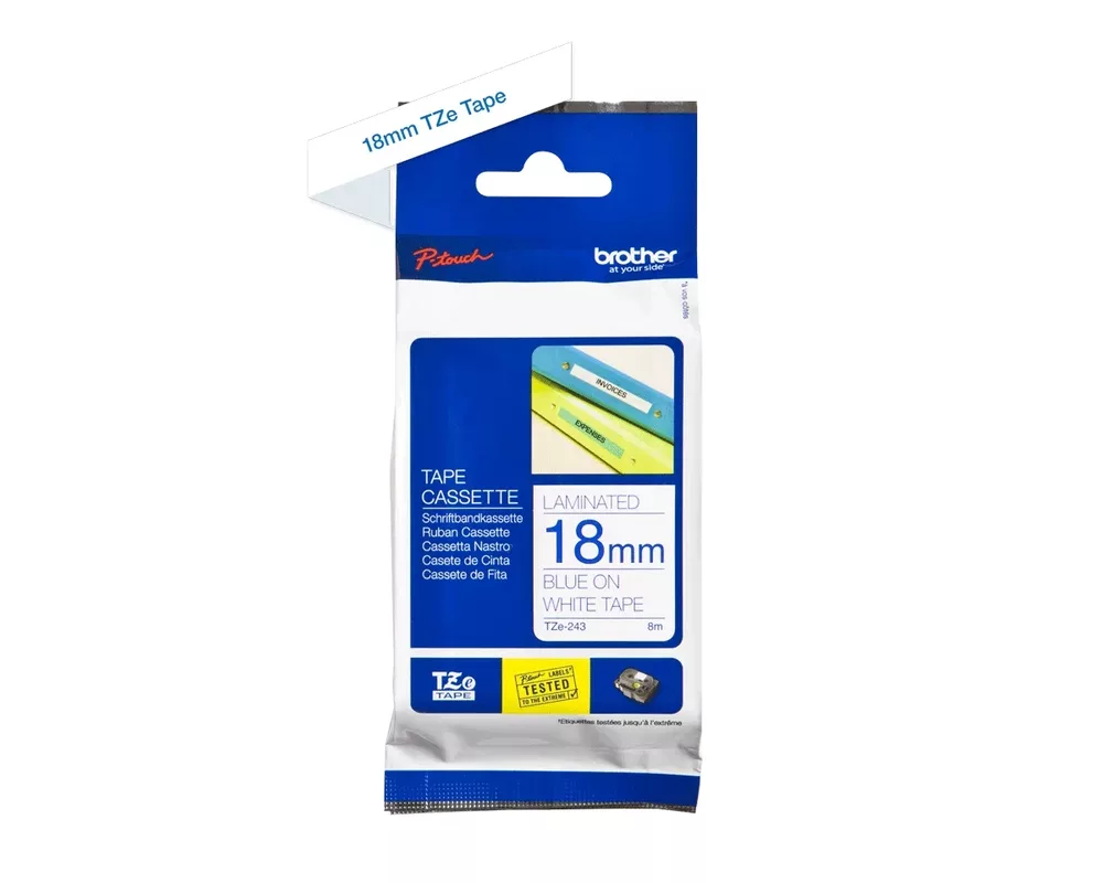 Хартия Brother TZe-243 Tape Blue on White Laminated 2