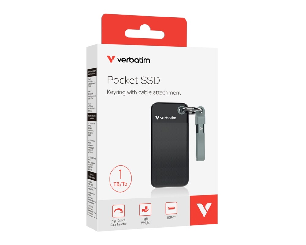SSD Verbatim Pocket SSD USB 3.2 Gen 2 1TB Black/Grey 9