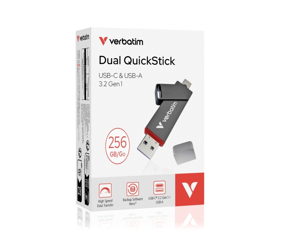 SSD Verbatim Dual QuickStick USB-C & USB-A USB 3.2 Gen 1 256GB 5