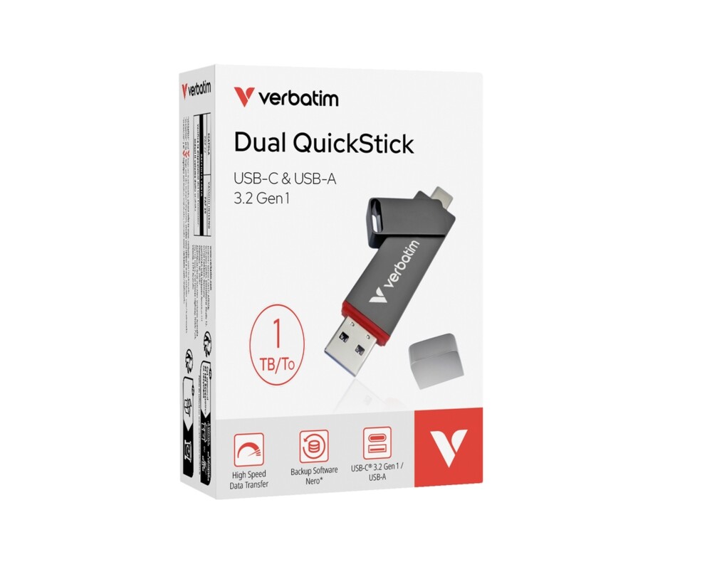 SSD Verbatim Dual QuickStick USB-C & USB-A USB 3.2 Gen 1 1TB 5