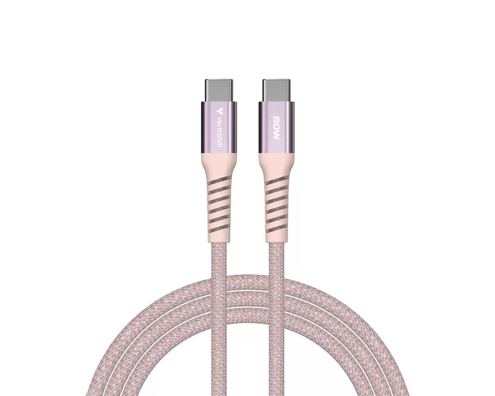 Кабел Verbatim Sync & Charge USB-C to USB-C 60W Magnetic 120 cm - Pink 2