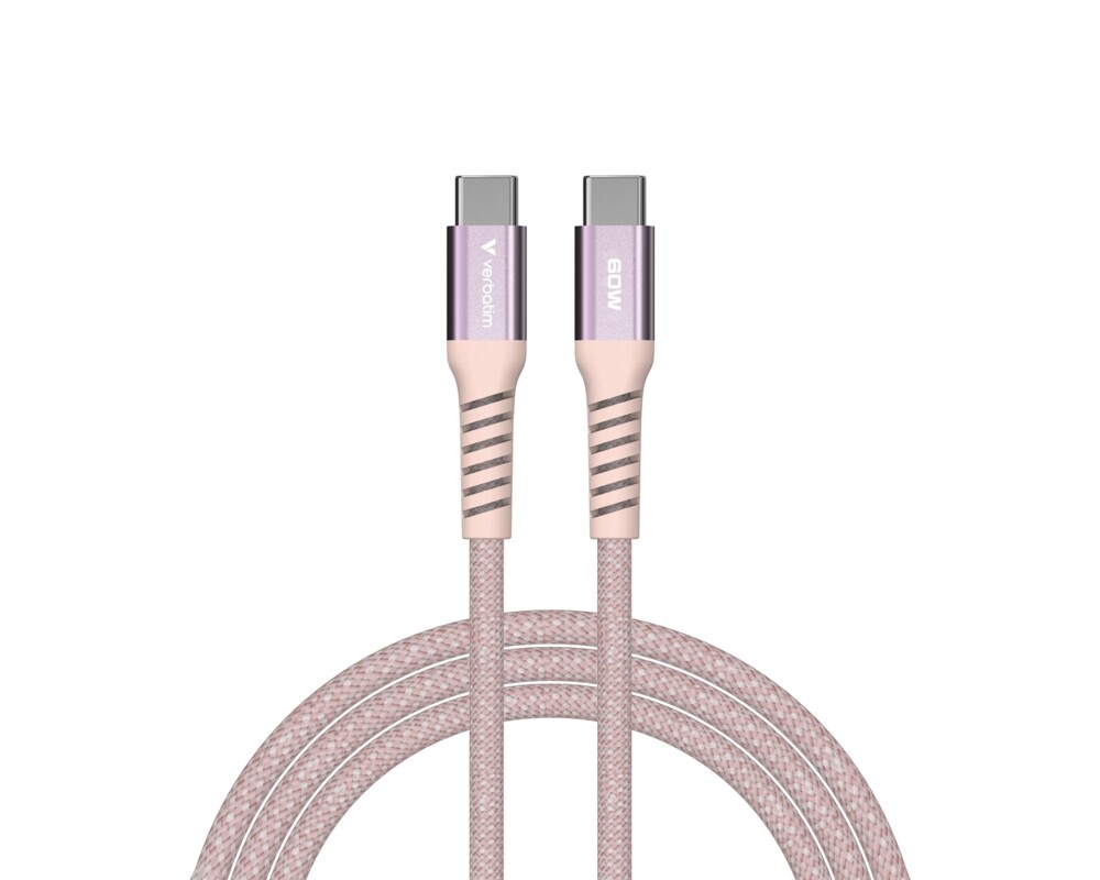 Кабел Verbatim Sync & Charge USB-C to USB-C 60W Magnetic 120 cm - Pink 2