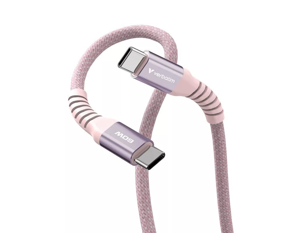 Кабел Verbatim Sync & Charge USB-C to USB-C 60W Magnetic 120 cm - Pink 4