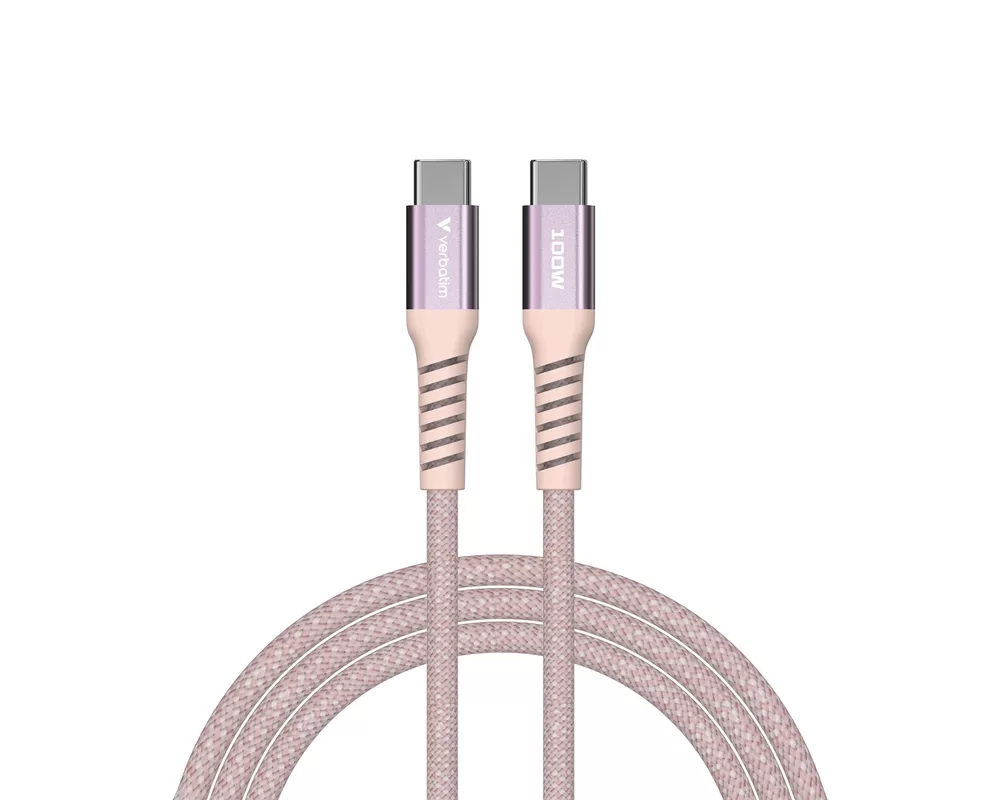 Кабел Verbatim Sync & Charge USB-C to USB-C 100W Magnetic 120 cm - Pink 2