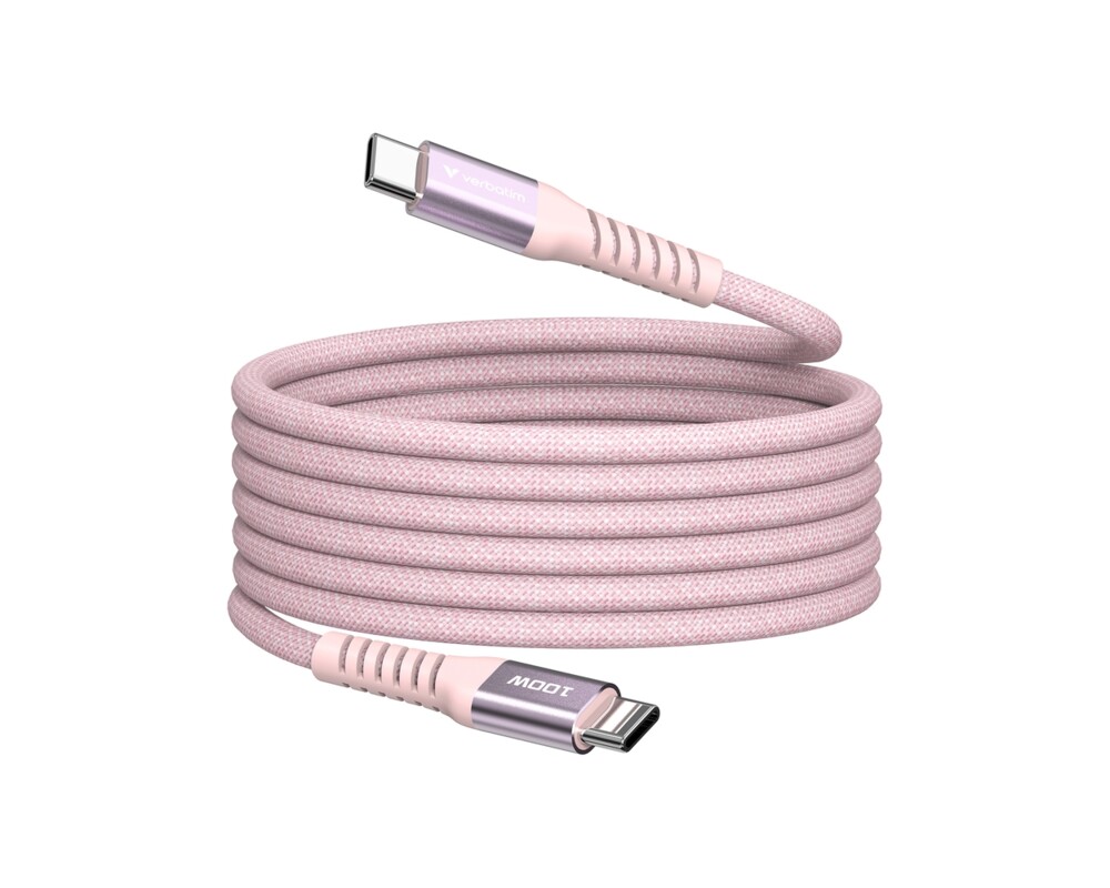 Кабел Verbatim Sync & Charge USB-C to USB-C 100W Magnetic 120 cm - Pink 7