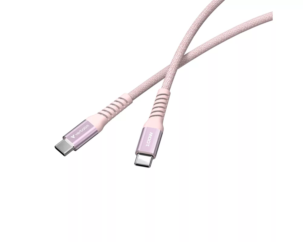 Кабел Verbatim Sync & Charge USB-C to USB-C 100W Magnetic 120 cm - Pink 3