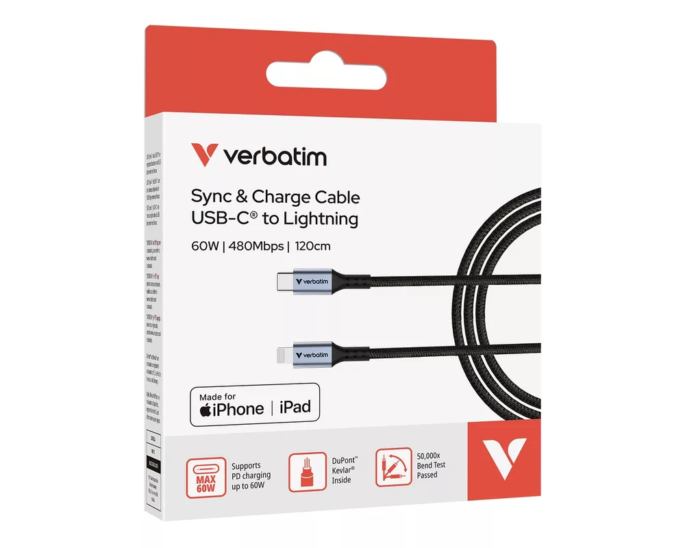 Кабел Verbatim Sync & Charge USB-C to Lightning 120 cm 4