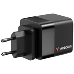 Зарядно Verbatim Mini GaN Charger 65W 2 Port retractable cable display US plugs with EU and UK adaptors 7