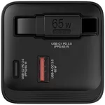Зарядно Verbatim Mini GaN Charger 65W 2 Port retractable cable display US plugs with EU and UK adaptors 2