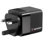 Зарядно Verbatim Mini GaN Charger 65W 2 Port retractable cable display US plugs with EU and UK adaptors 6