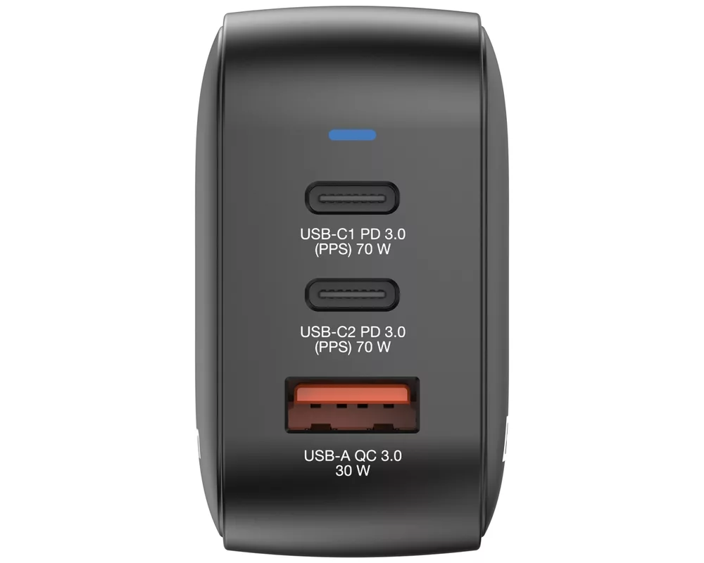 Зарядно Verbatim Mini GaN Charger 70W 3 Port US plug with EU and UK adaptors 2