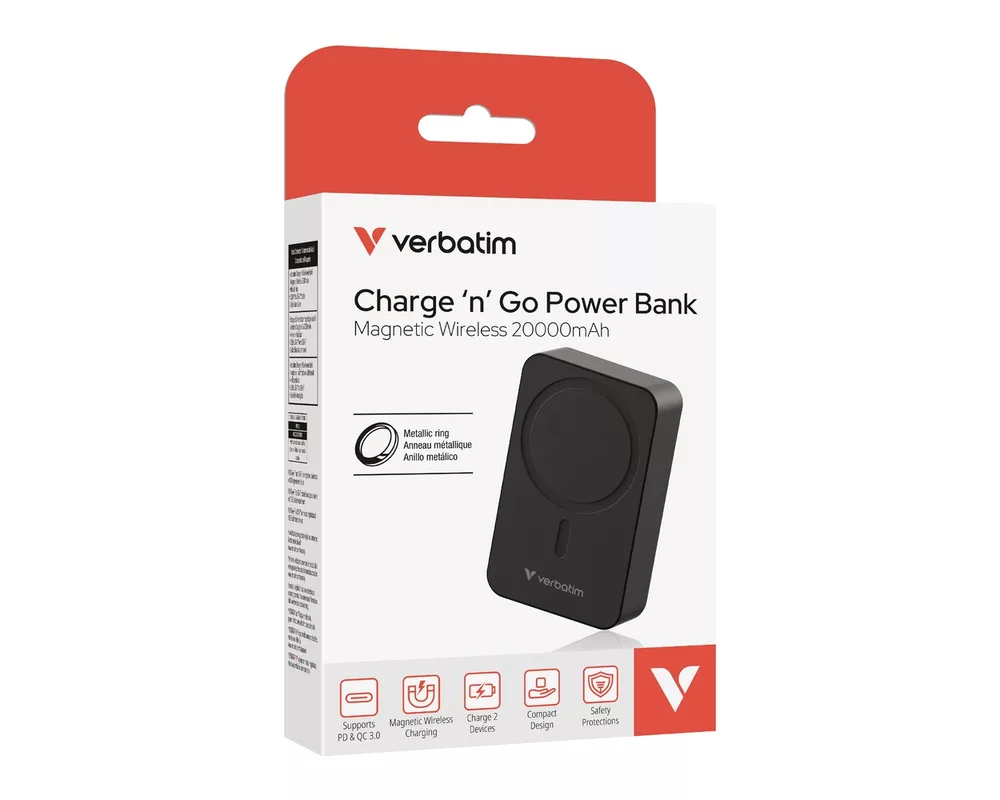 Външна батерия Verbatim Charge 'n' Go Essentials Power Bank Magnetic Wireless 20000mAh Black 6