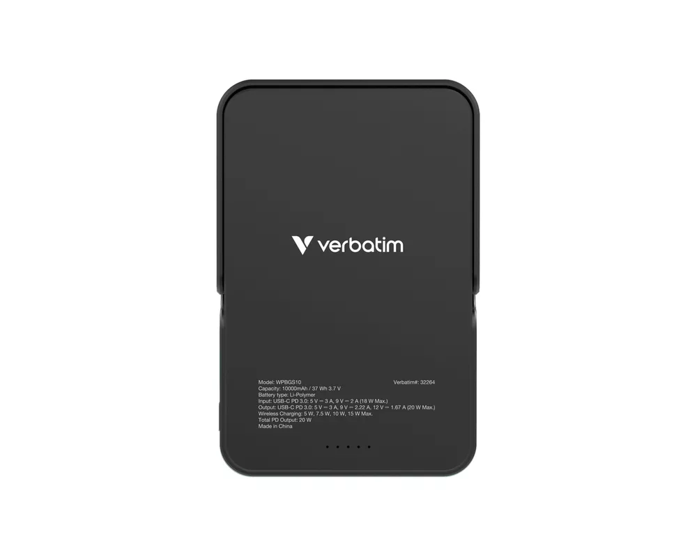 Външна батерия Verbatim Charge 'n' Go Power Bank with Stand Magnetic Wireless 10000mAh Black 3