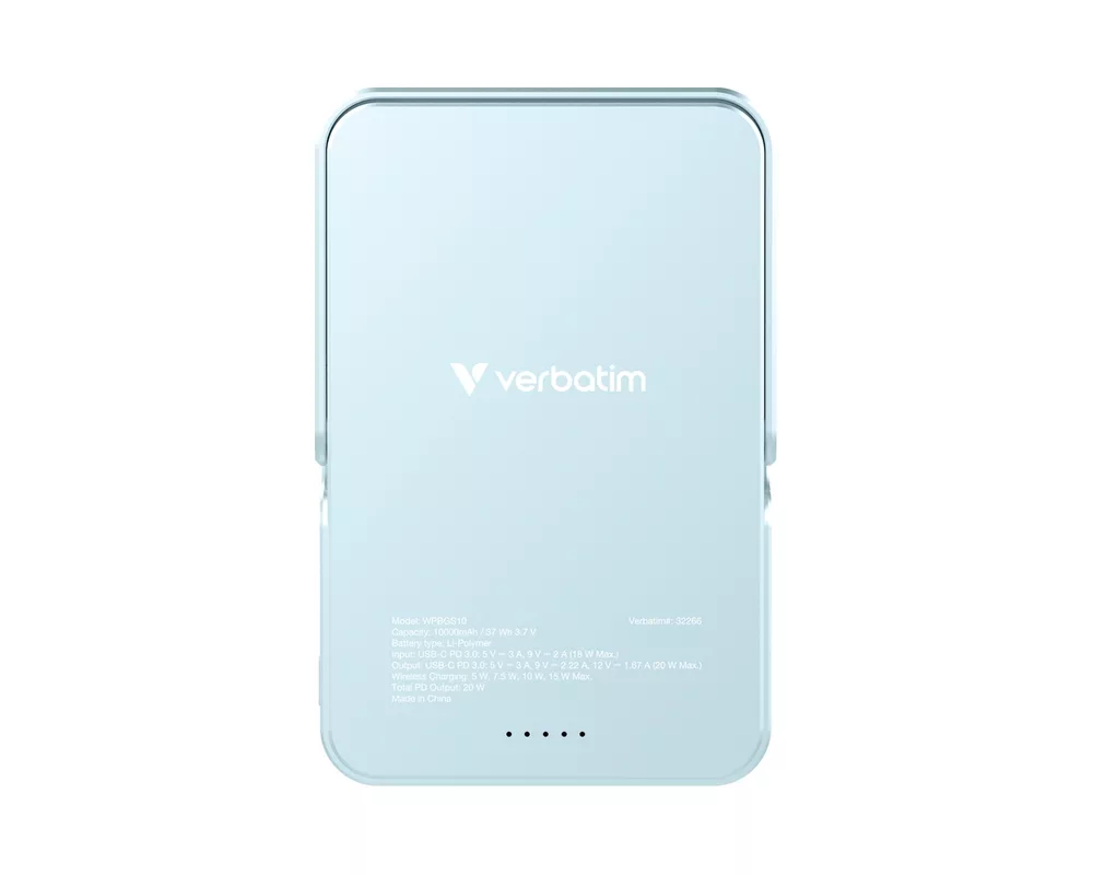 Външна батерия Verbatim Charge 'n' Go Power Bank with Stand Magnetic Wireless 10000mAh Blue 3