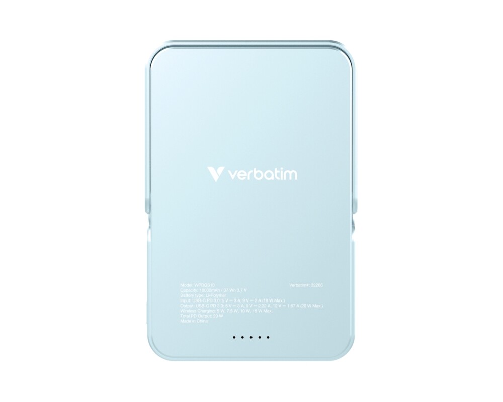 Външна батерия Verbatim Charge 'n' Go Power Bank with Stand Magnetic Wireless 10000mAh Blue 3