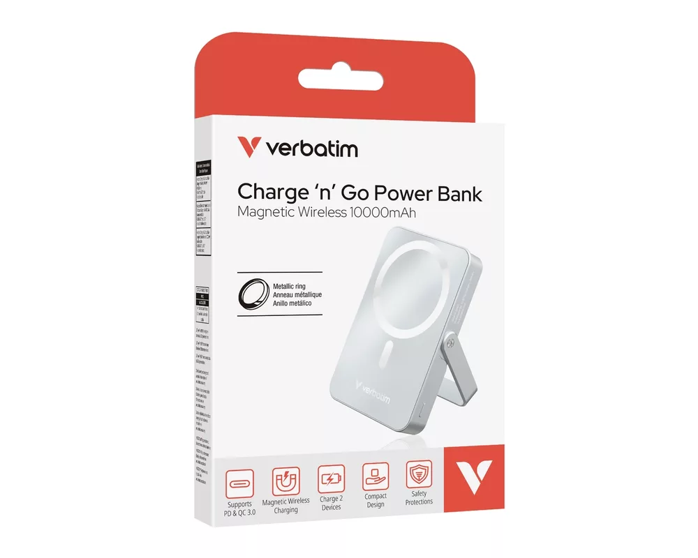 Външна батерия Verbatim Charge 'n' Go Power Bank with Stand Magnetic Wireless 10000mAh Blue 7