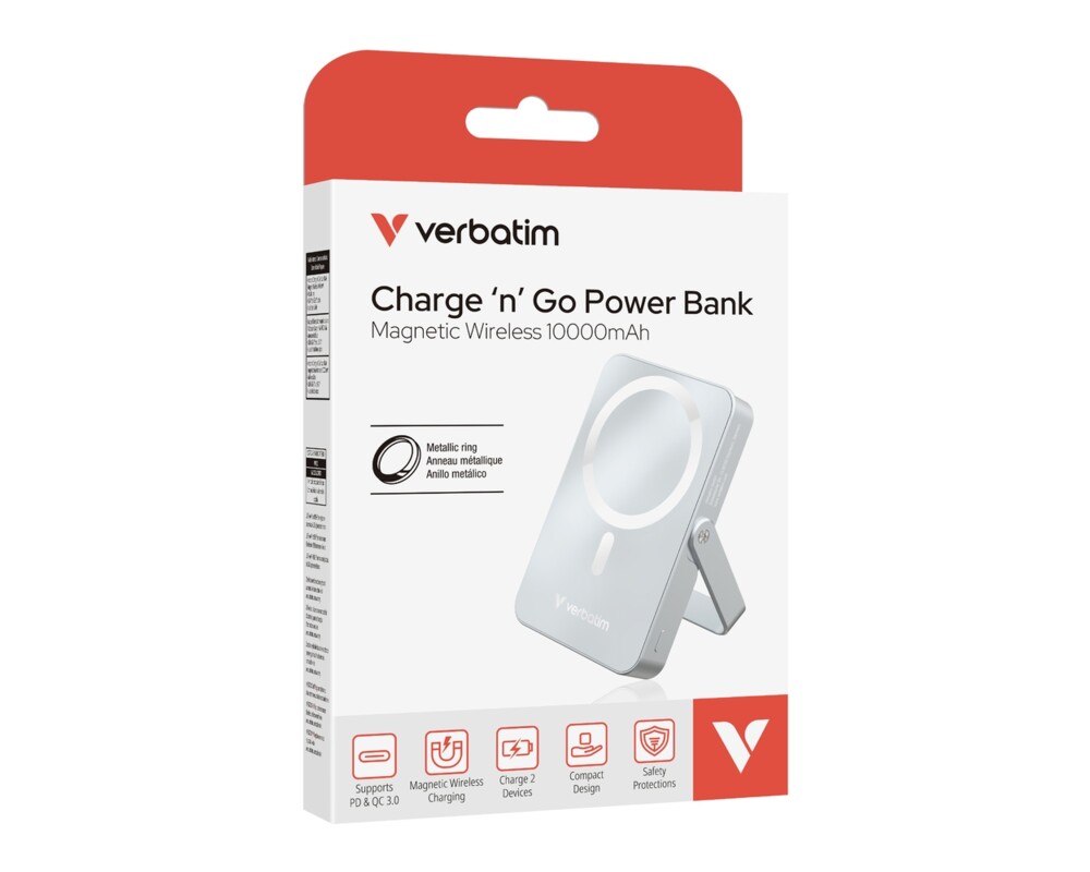 Външна батерия Verbatim Charge 'n' Go Power Bank with Stand Magnetic Wireless 10000mAh Blue 7