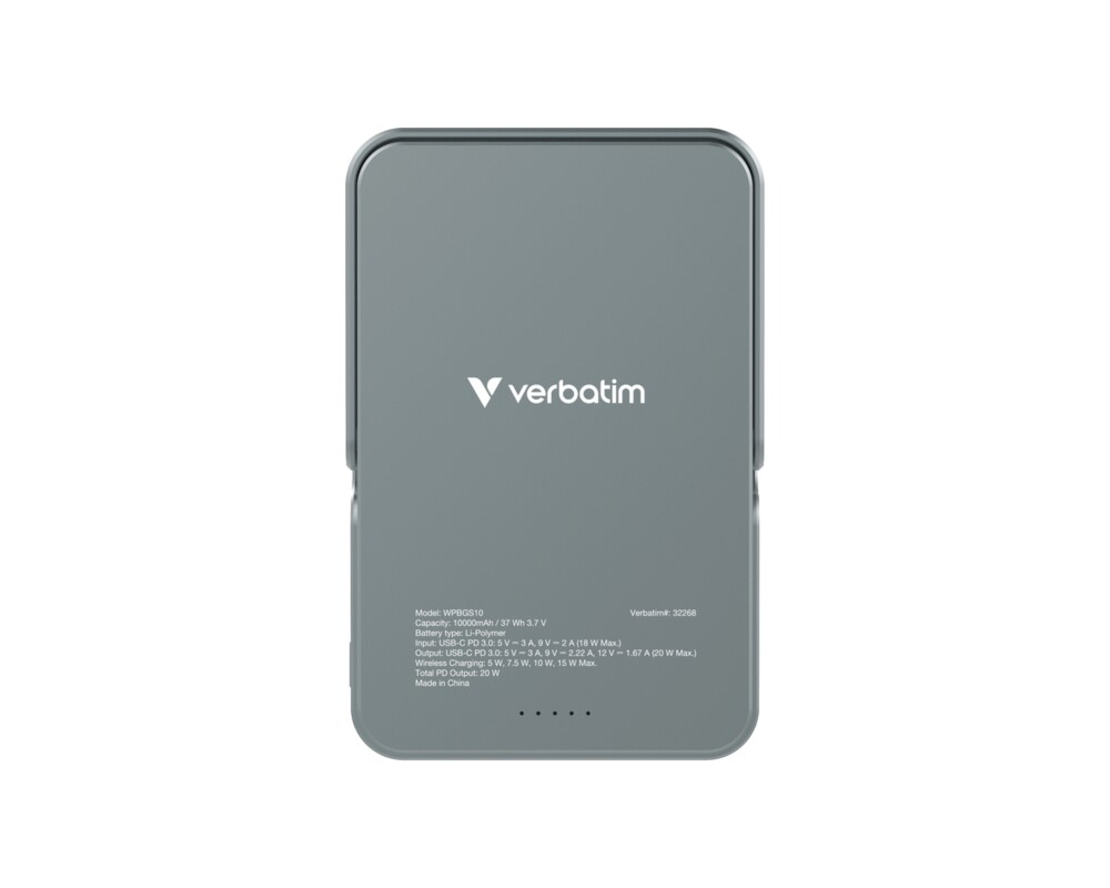 Външна батерия Verbatim Charge 'n' Go Power Bank with Stand Magnetic Wireless 10000mAh Grey 3