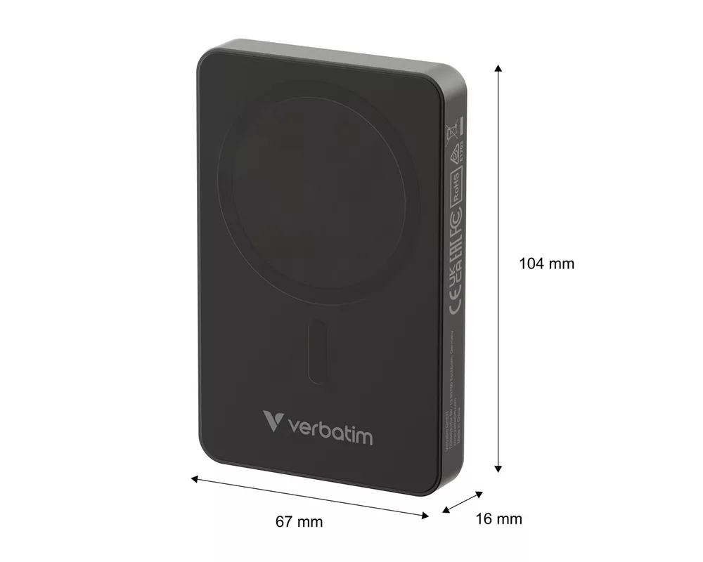 Външна батерия Verbatim Charge 'n' Go Essentials Power Bank Magnetic Wireless 10000mAh Black 6