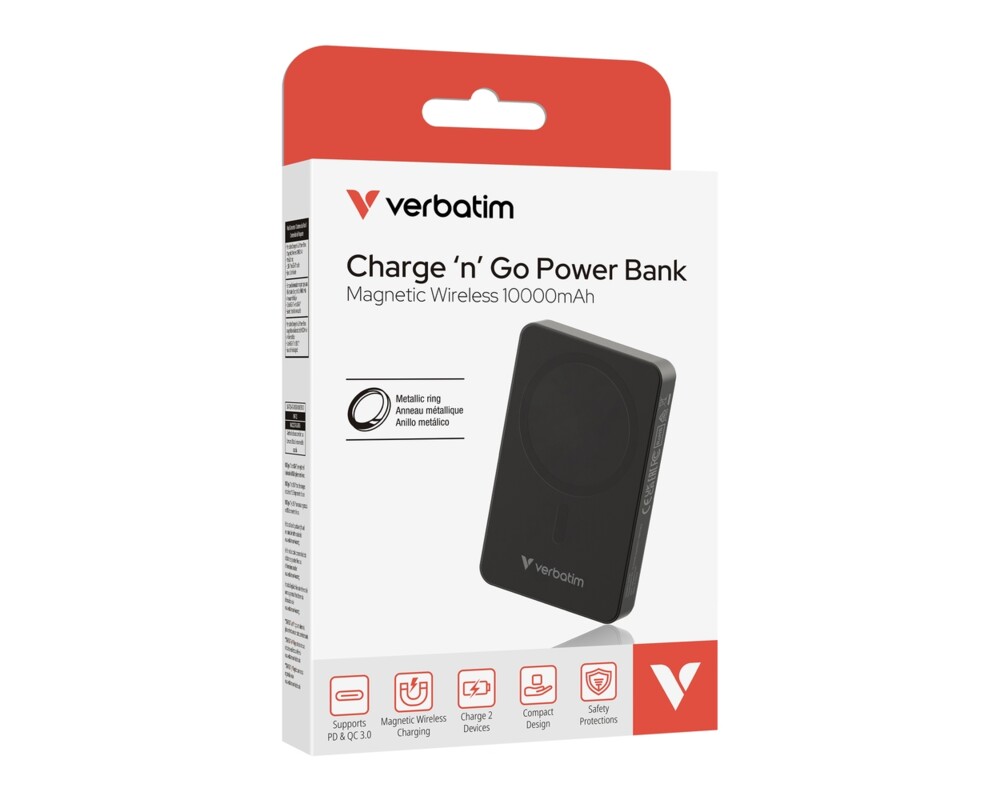 Външна батерия Verbatim Charge 'n' Go Essentials Power Bank Magnetic Wireless 10000mAh Black 5
