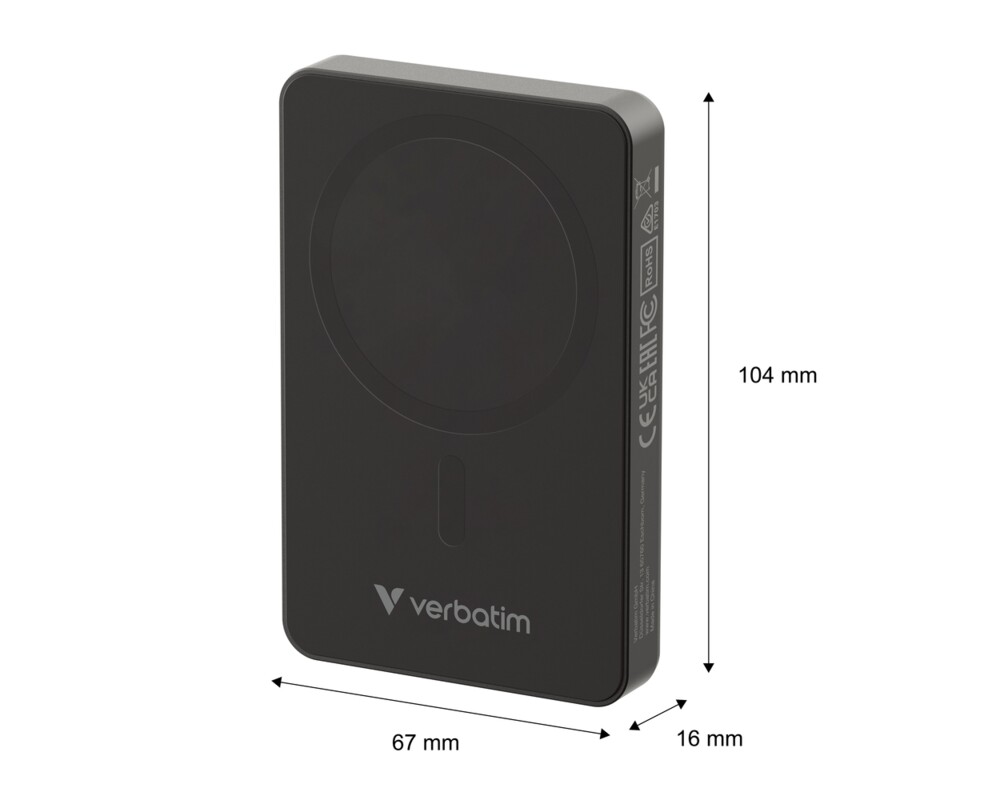 Външна батерия Verbatim Charge 'n' Go Essentials Power Bank Magnetic Wireless 10000mAh Black 6