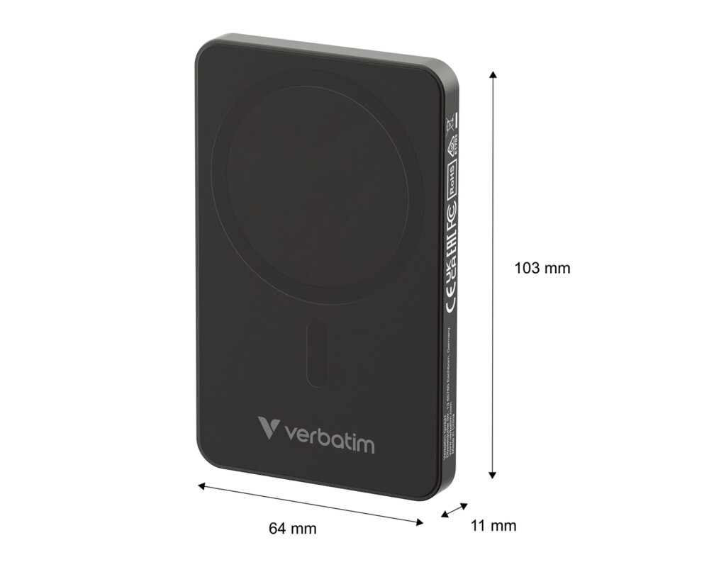 Външна батерия Verbatim Charge 'n' Go Essentials Power Bank Magnetic Wireless 5000mAh Black 6
